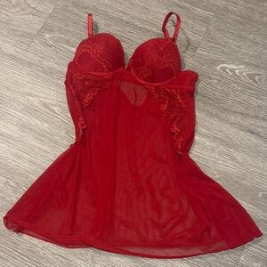 Fashion Nova Red Lace Chemise